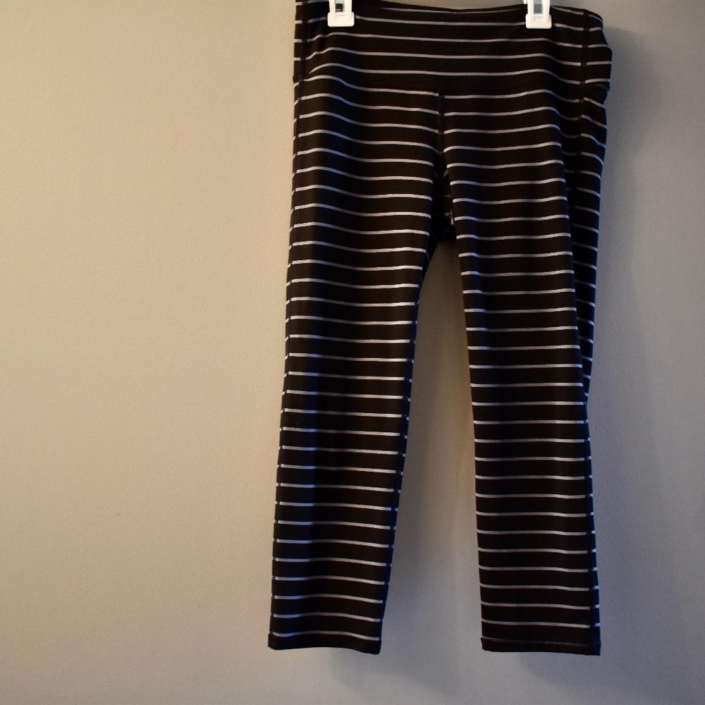 Black and Grey Striped Athleta Leggings